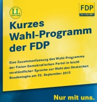Titel zum Programm der FDP mit eigenem "Leichter Lesen"-Logo.